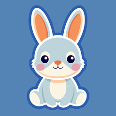 create a beautiful sticker of cute baby rabbit, flat color