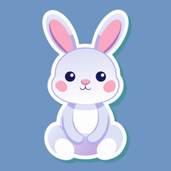 create a beautiful sticker of cute baby rabbit, flat color