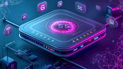 Fototapeta premium 5g next-generation router for home secure networks and online communication high bandwidth internet technology