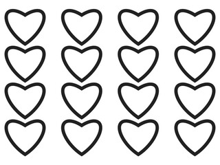 Collection of love heart symbol icons. love illustration set with colors black and red and outline vector hearts.