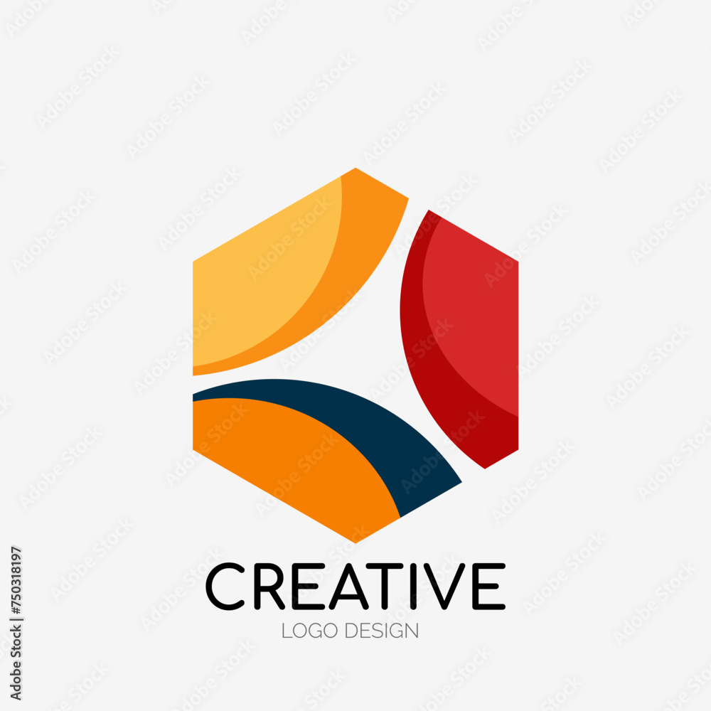 Poster Modern abstract logo design. Geometric vector art. Clean overlapping lines and abstract shapes. Perfect for modern brand