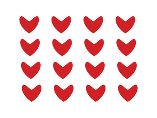 Collection of love heart symbol icons. love illustration set with colors black and red and outline vector hearts.