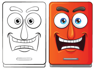 Two cartoon smartphones showing different expressions.