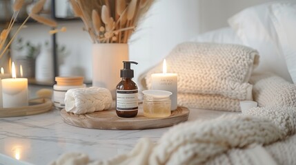 Obraz na płótnie Canvas calming ritual of a nightly skincare routine, embracing self-care and the luxury of time