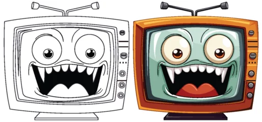 Fototapete Kinder Two cartoon televisions with expressive faces