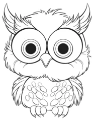 Fototapete Kinder Black and white vector of a stylized owl