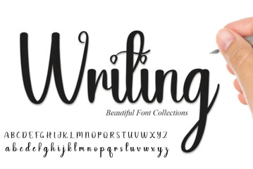 Fototapeta na wymiar Font Handwritten Signature Monoline Brush Font Type Font lettering handwritten