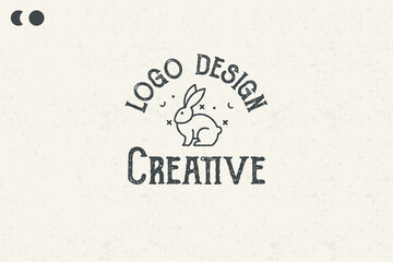 Unique bunny logo design Template Vintage Illustration Template Classic Style, Easter Day, Ai generative