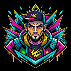 Tshirt Sticker Design of Street Style Icon Pay homage to streetwear culture with a bold and edgy design inspired by graffiti art and hip-hop aesthetics