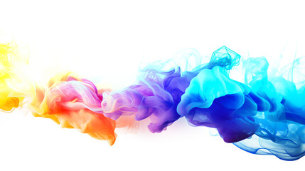 Dynamic clash of colorful smoke on a backdrop of pure white- Transparent- png