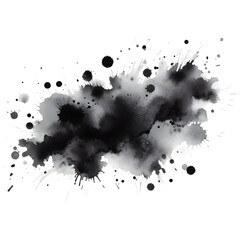Black paint/ink splash stain isolated on white background