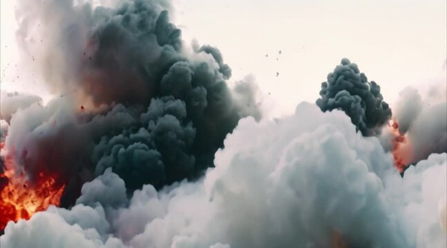 explosion with dark smoke