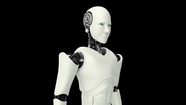 XAI Futuristic robot, artificial intelligence CGI work on black and green background. Robotic man 3D render animation.