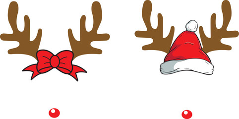 Obraz premium Christmas reindeer antlers, merry christmas, santa, christmas holiday, vector illustration file