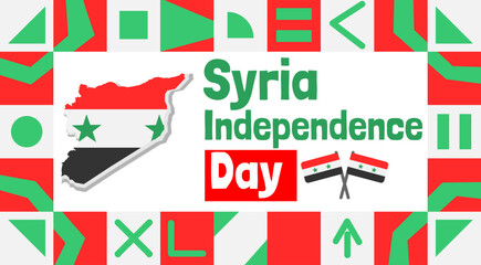 Syria Independence Day Celebration Vector with syria map and flag