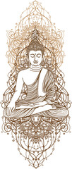Tattoo art buddha thai design hand drawing and sketch