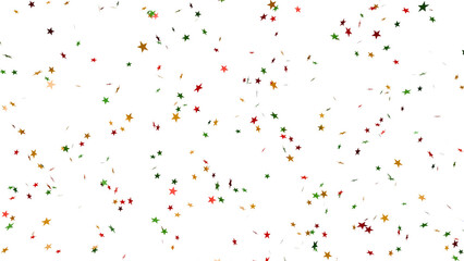 Falling Stars of Unity: Red, yellow, and green star-shaped confetti gently falls in this 3D scene, symbolizing harmony, growth, and positive energy for all. 