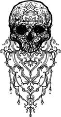 tattoo art skull sketch black and white