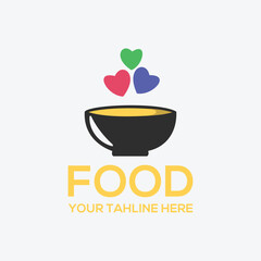 food logo design, kitchen tools, cooking, restaurant symbol vector graphic