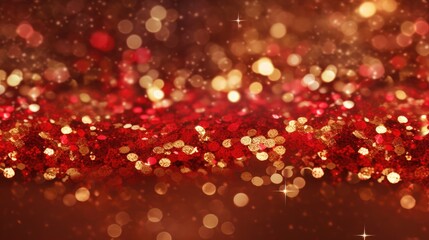 Red and gold glitter bokeh background texture