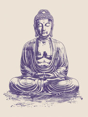 buddha statue in lotus position sketch