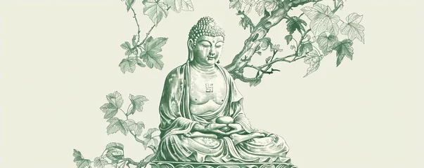 Foto op Canvas buddha statue in lotus position sketch © ZenArt