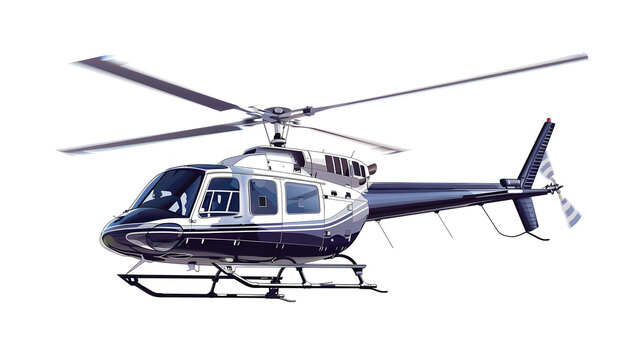 Helicopter flying in the air illustration isolated on white background