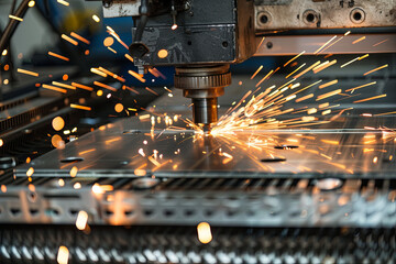 Industrial machine processing sheet metal