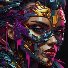 A glitched, pixelated mask vector emerges with striking intensity, each jagged edge and distorted line exuding a captivating allure. Generative AI