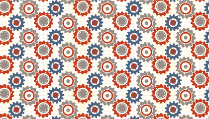 retro pop gearwheel motif geometric abstract seamless pattern, vector graphic resources, 16:9 widescreen wallpaper / backdrop