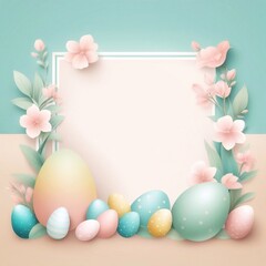 Naklejka na ściany i meble easter​ day​ greeting​ card​ with​ eggs and flowers
