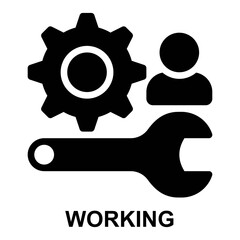 working, work, worker, engineer, technician, maintenance solid or glyph style icon set or icon pack with basic license for web mobile app presentation printing