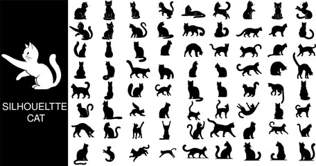 Cat Silhouette Collection, featuring elegant cat shapes that convey the elegance and mystery of cats through silhouette art