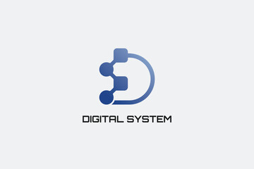 D S latter digital system logo - obrazy, fototapety, plakaty