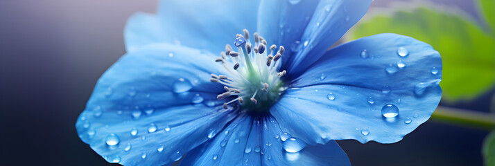 Breathtaking Beauty of a Solitary Blue Flower in Full Bloom against a Tranquil Natural Background - obrazy, fototapety, plakaty