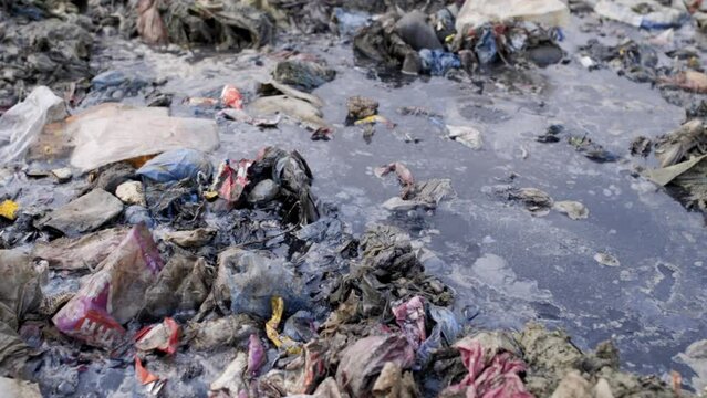 Kathmandu, Nepal, Nuwakot landfill black waste water
