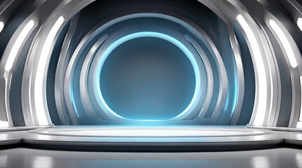 futuristic and clean stage blank center background,clean stage blank ,  generative ai 
