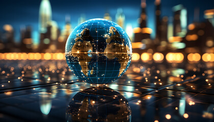 A digital world globe symbolizing global network and connectivity on Earth