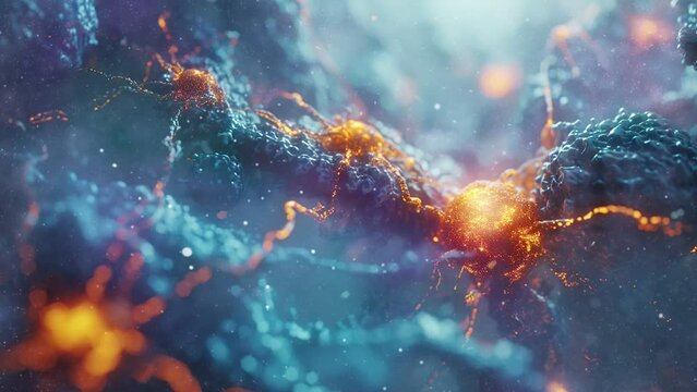 Virus infection inside a human cell close up 4K Animation