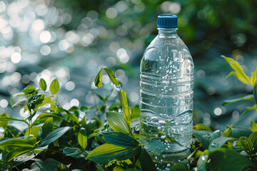 Large plastic bottle intended for drinking water - obrazy, fototapety, plakaty