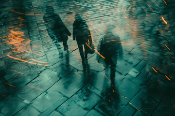 Blurred image of pedestrians walking on the street - obrazy, fototapety, plakaty