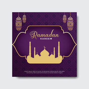 Ramadan Kareem Greetings Social Media Banner Post Design Template