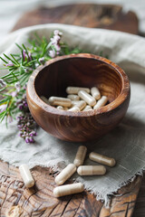 Alternative medicine represented by natural vitamin pills