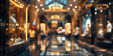 Foto op Plexiglas A luxury department store adorned with elegant displays, the blurred background suggesting the opulence within. © Teerasak