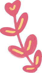 vector illustration of pink flower and leaf isolated on white background