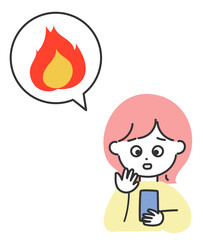 SNSで炎上してしまった女性のイラスト