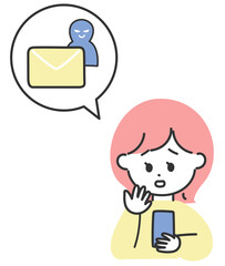 スマートフォンで勧誘メールに困っている女性