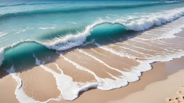 beautiful sandy beach and soft blue ocean wave