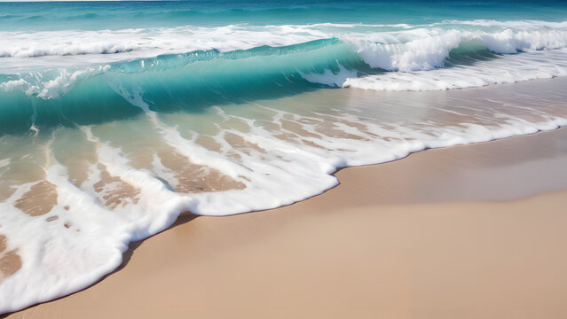 beautiful sandy beach and soft blue ocean wave