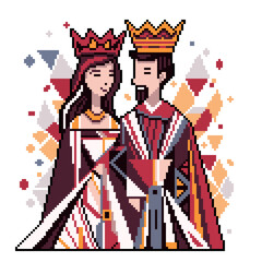 pixel art of king queen royal